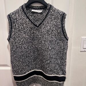 Dior Black and White V-Neck Sweater Vest